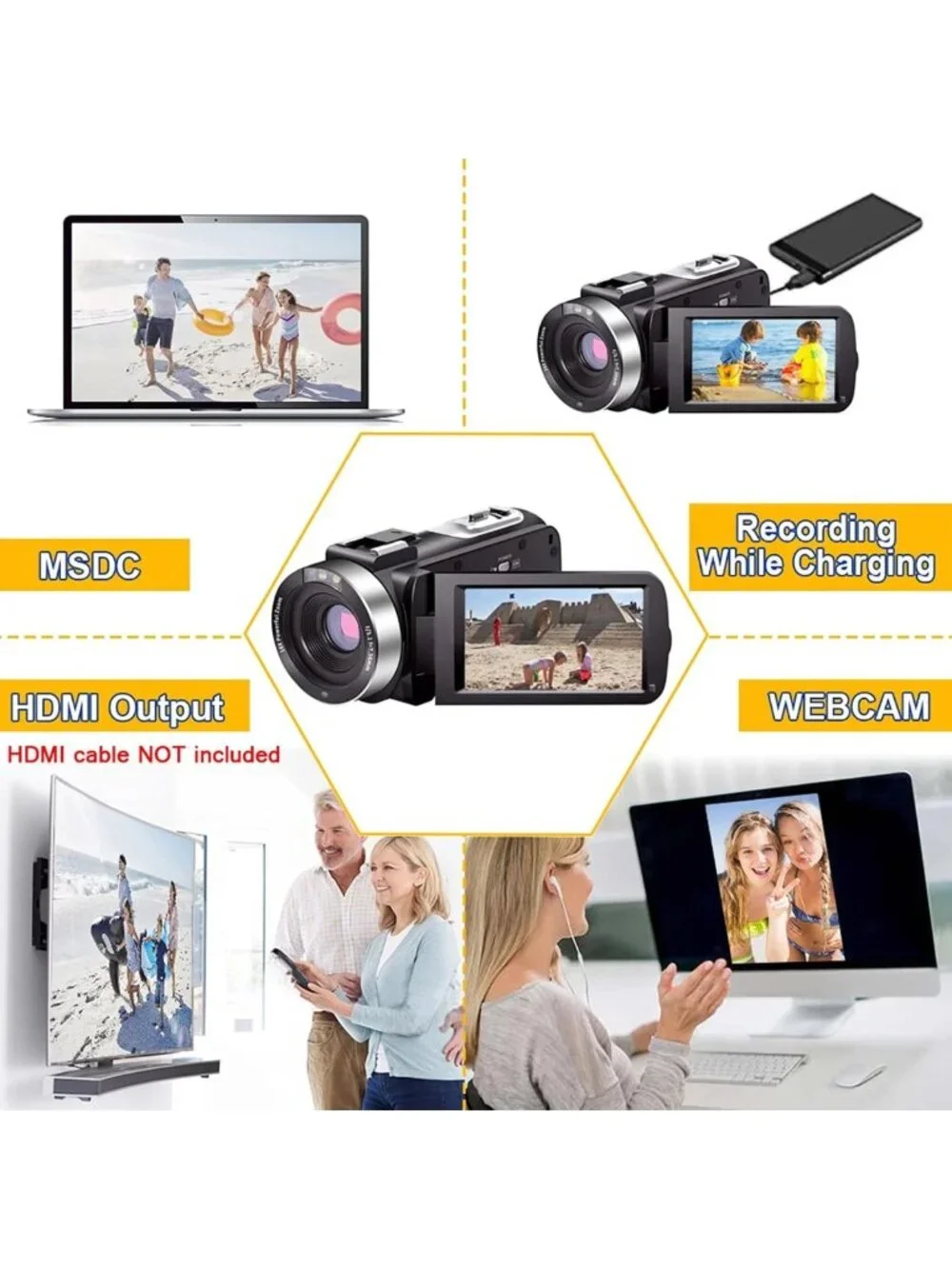Full HD 1080P Video Camera Camcorder with Night Vision, 16X Zoom & Remote